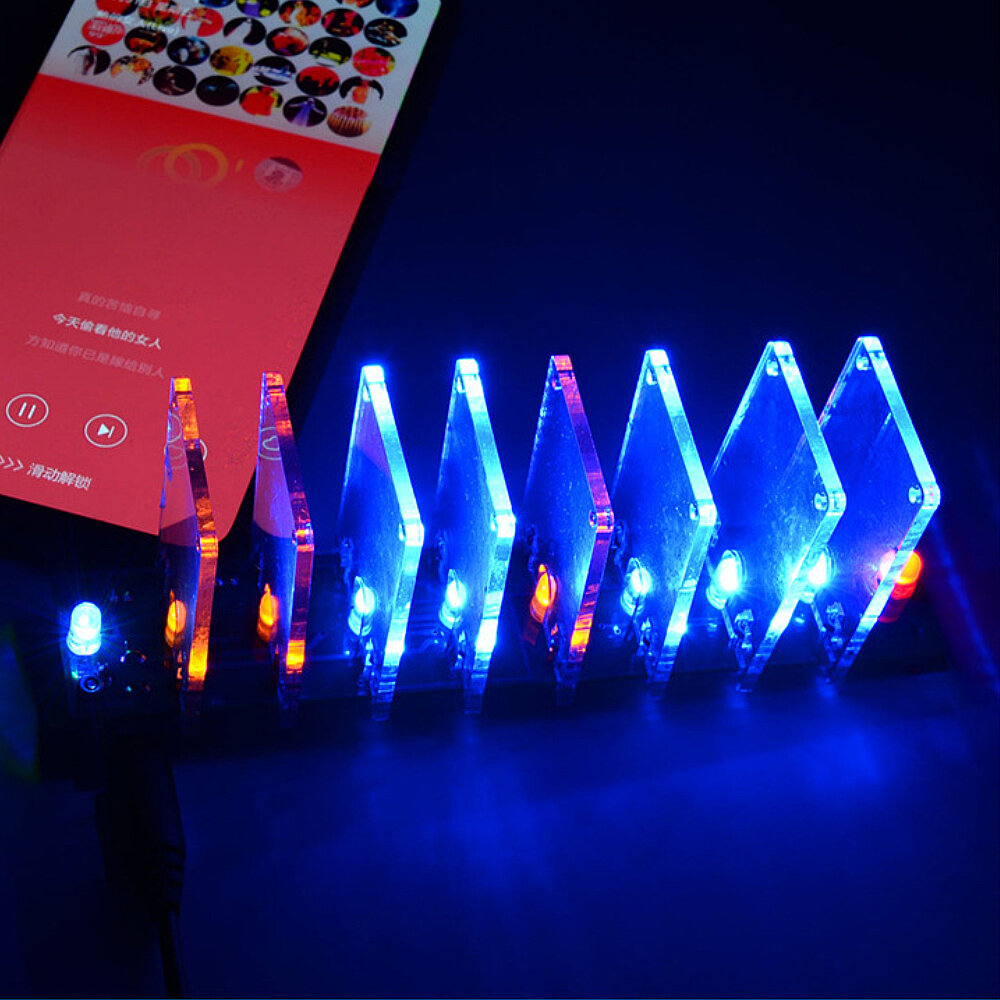 DIY Sound Control Muziek Crystal Column Spectrum Elektronische Kit Enkele Chip Microcomputer Optisch