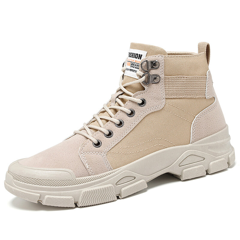 55% OFF on Men High Top Outdoor Work Style Slip Resistant Canvas Boots