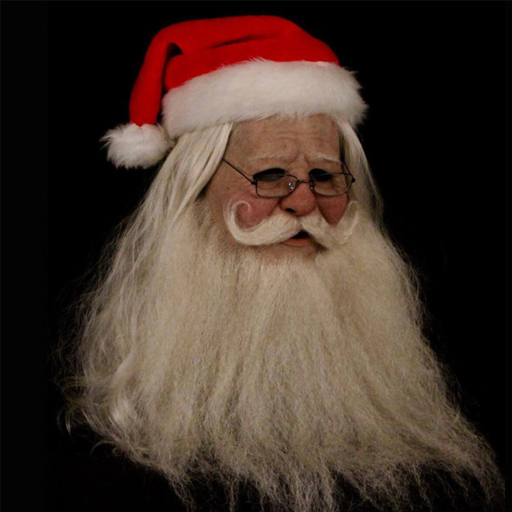 Merry Christmas Santa Claus Latex Mask Outdoor Ornamen Cute Santa Claus Costume Masquerade Wig Beard Dress up Xmas Party, Banggood  - buy with discount