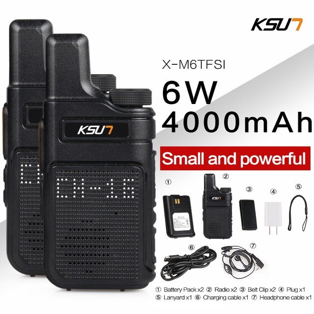 2 piezas de KSUN X-M6 6W Walkie Talkie portátil Mini radio bidireccional UHF 400-480 MHZ PMR 446 Transceptor Intercomuni