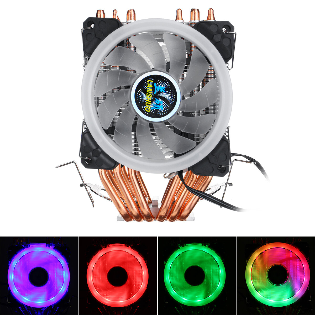 

CPU Cooler LED RGB 6 Heatpipes 4 Pin Dual Fan For Intel 1156/1155/1151/775 AMD