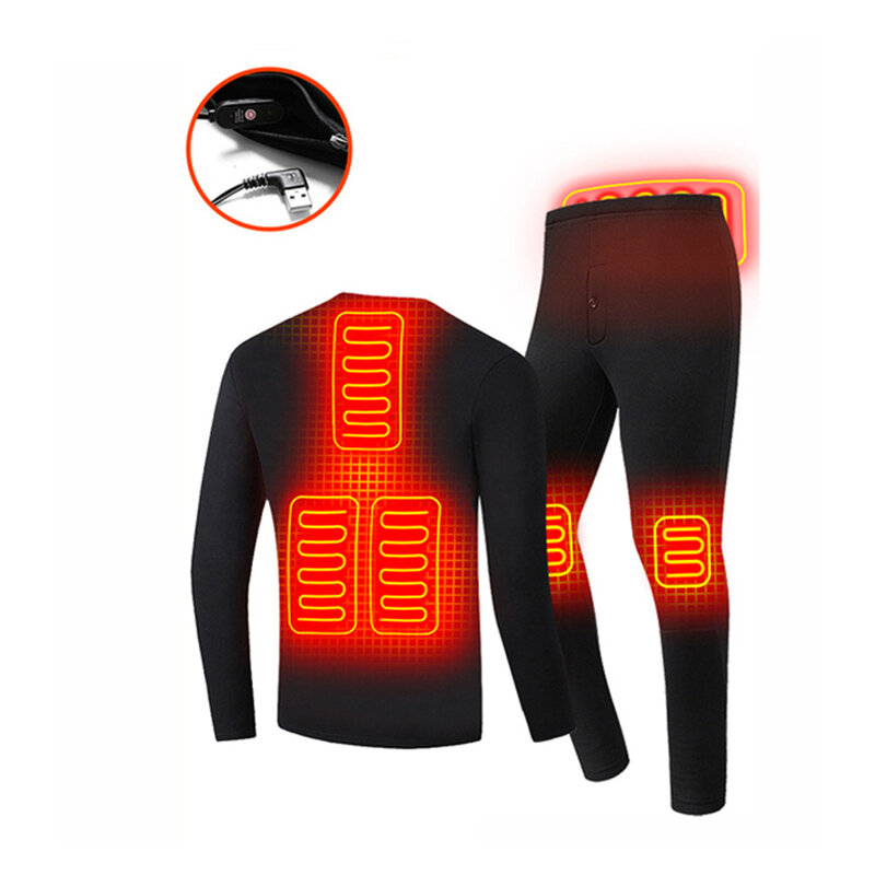 Στα 59.40 € από αποθήκη Κίνας | TENGOO HD-01 Heated Underwear Set Winter Heating Thermal Underwear Suit USB Electric Heating Long Johns Fleece Pajamas Skiing Clothes S-5XL
