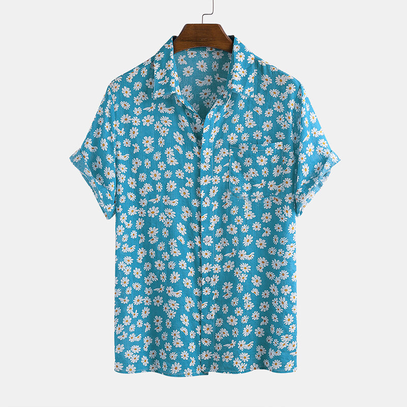 

INCERUN Mens Printed Short Sleeve Shirts Casual Loose Tops Hawaiian Beach Blouse Tee