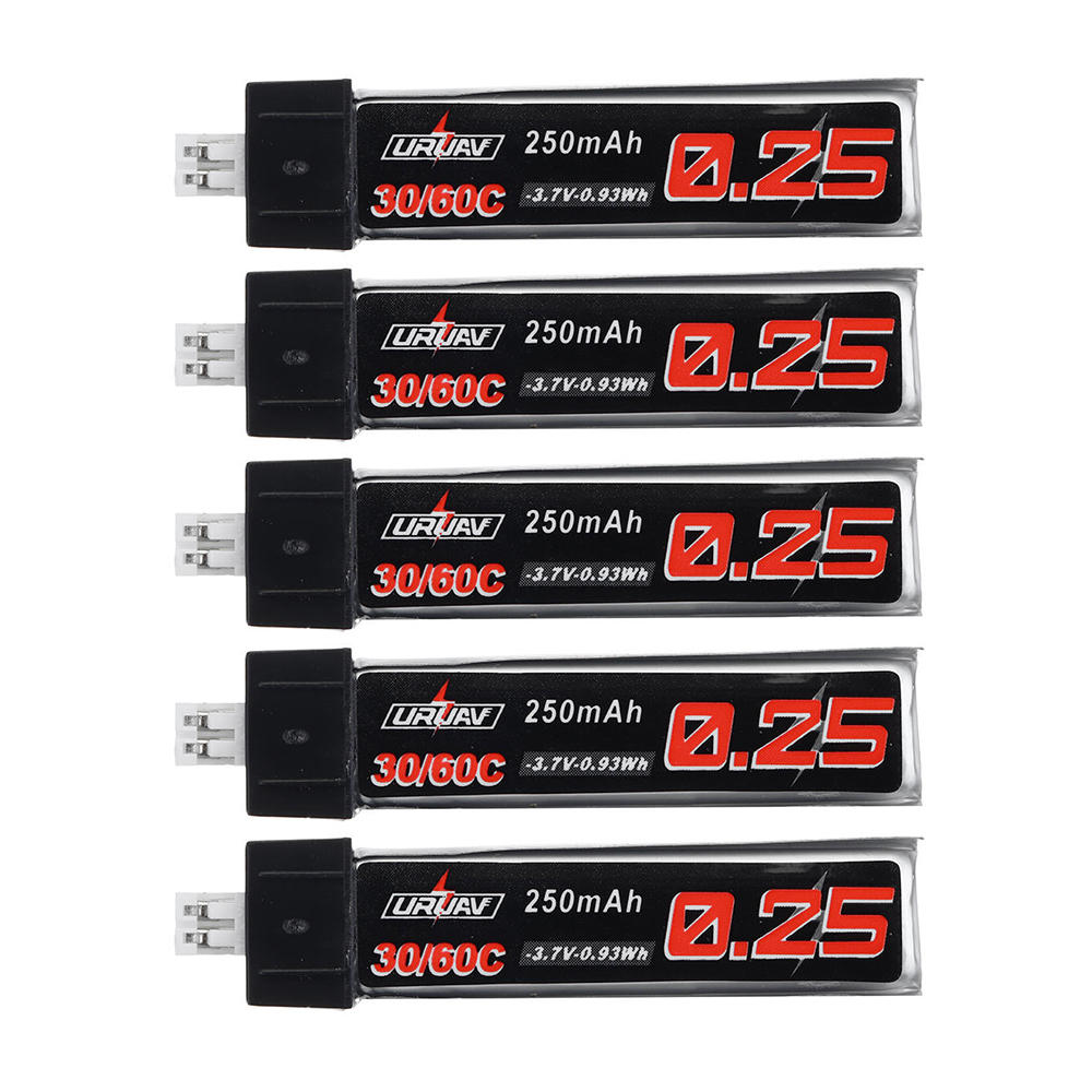 5 Stks URUAV 3.7 V 250 mAh 30C / 60C 1S Lipo Batterij PH2.0 voor Tiny Whoop TINY6 6X