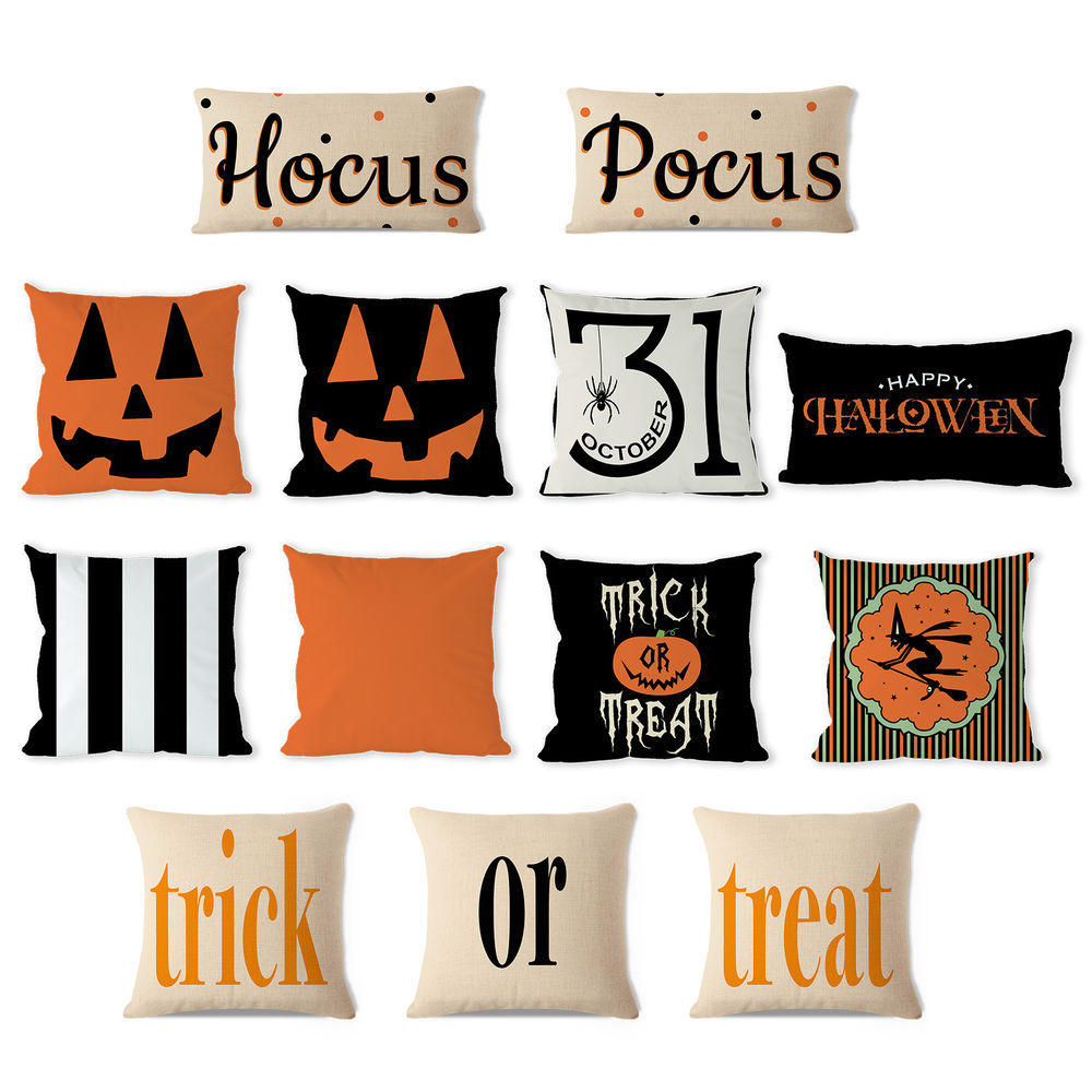 

Halloween Pumpkin Bat Owl Pattern Pillowcase Cotton Linen Throw Pillow Cushion Cover Seat Home Decoration Sofa Decor
