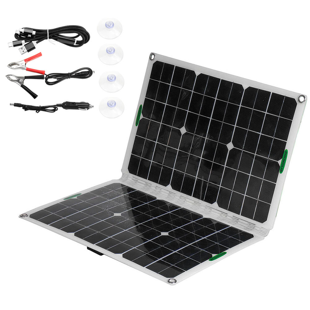 120W 18V Solar Panel Dual USB Power Bank Battery Charger Portable Foldable Power Generator Camping Travel