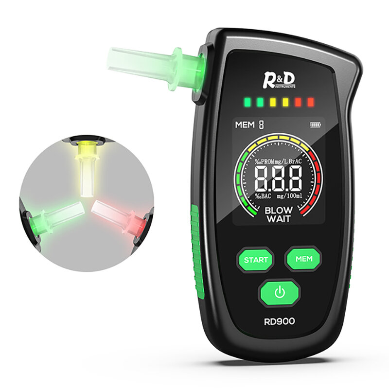 

RD900 Alcohol Tester Rechargeable Digital Breath Tester Breathalyzer Gas Alcohol Detector for Personal & Professional Us