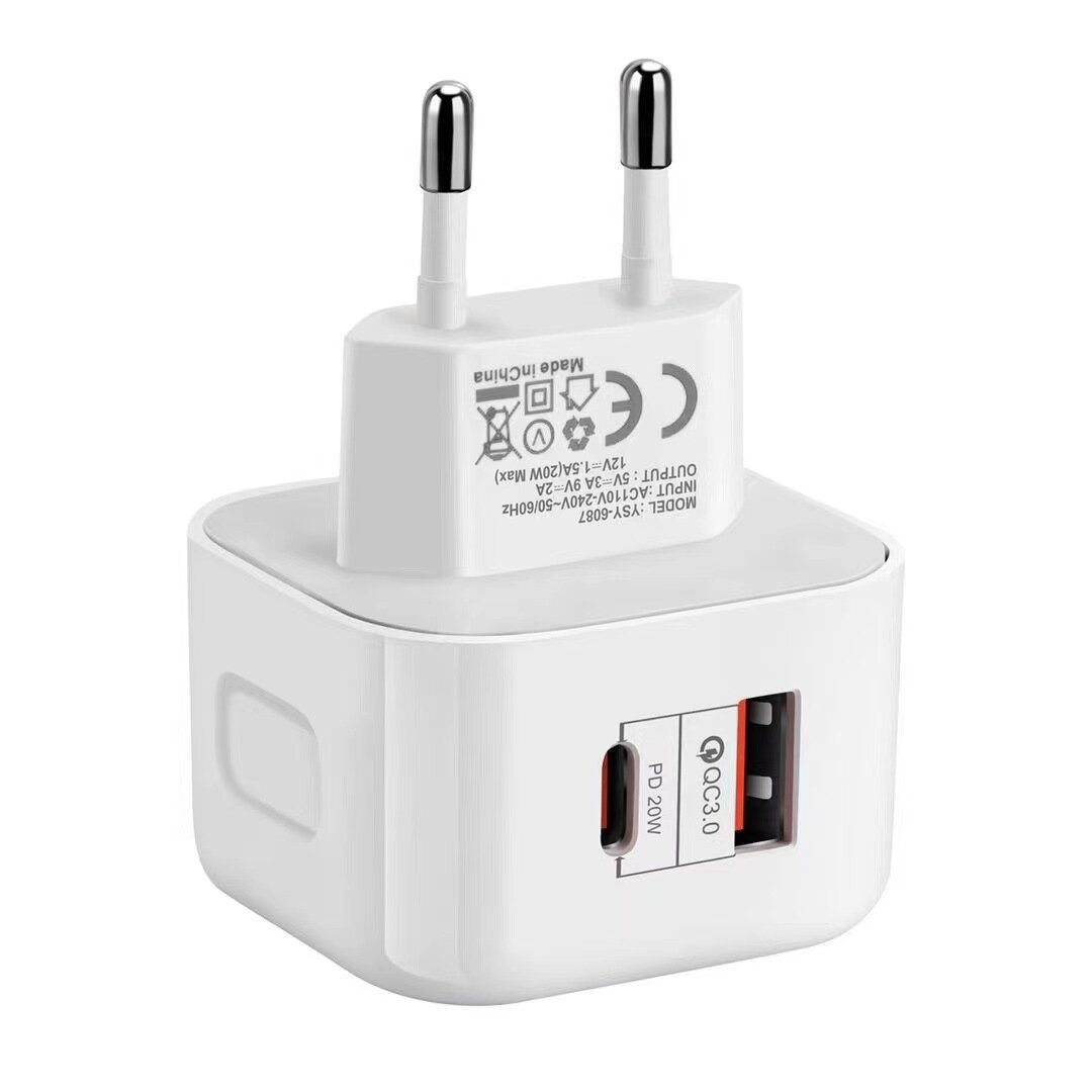Bakeey 20W 2-poorts USB PD-oplader USB-C PD3.0 QC3.0 FCP SCP Snel opladen Wall Charger Adapter EU-st