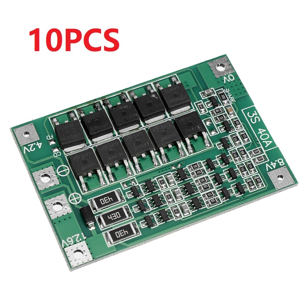 10PCS BMS 3S 40A 18650 Lithium Battery Charger Protection Board 11.1V 12.6V PCB for Drill Motor with Balance
