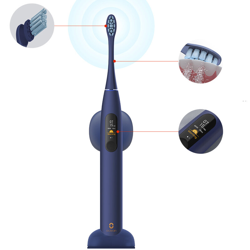 

Oclean X PRO Blue Sonic Electric Toothbrush 32 уровня IPX7 Водонепроницаемы Сенсорный экран Перезаряжаемый очиститель зу