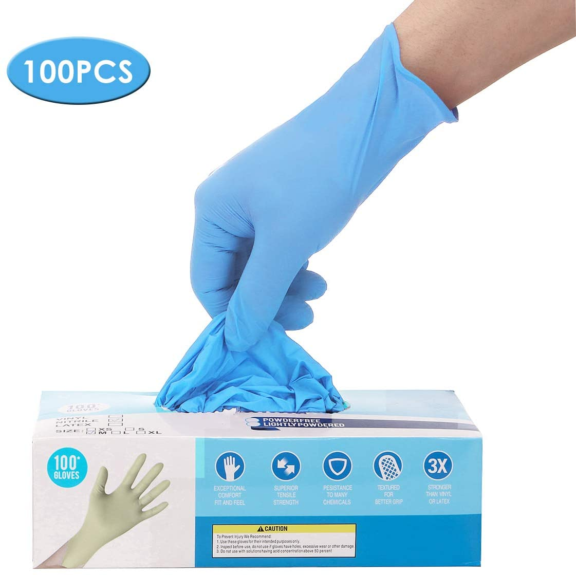 IPRee®100ピースニトリル使い捨て手袋パウダーフリーゴムラテックスフリーピクニックフード衛生ハウスクリーニング用滅菌手袋