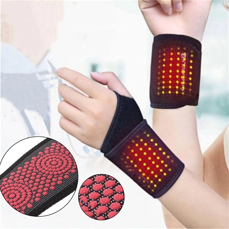 

1 Pair of Self-Heating Wrist Brace Sports Protection Magnetic Therapy Tourmaline Arthritis Pain Relief Braces Belt for H