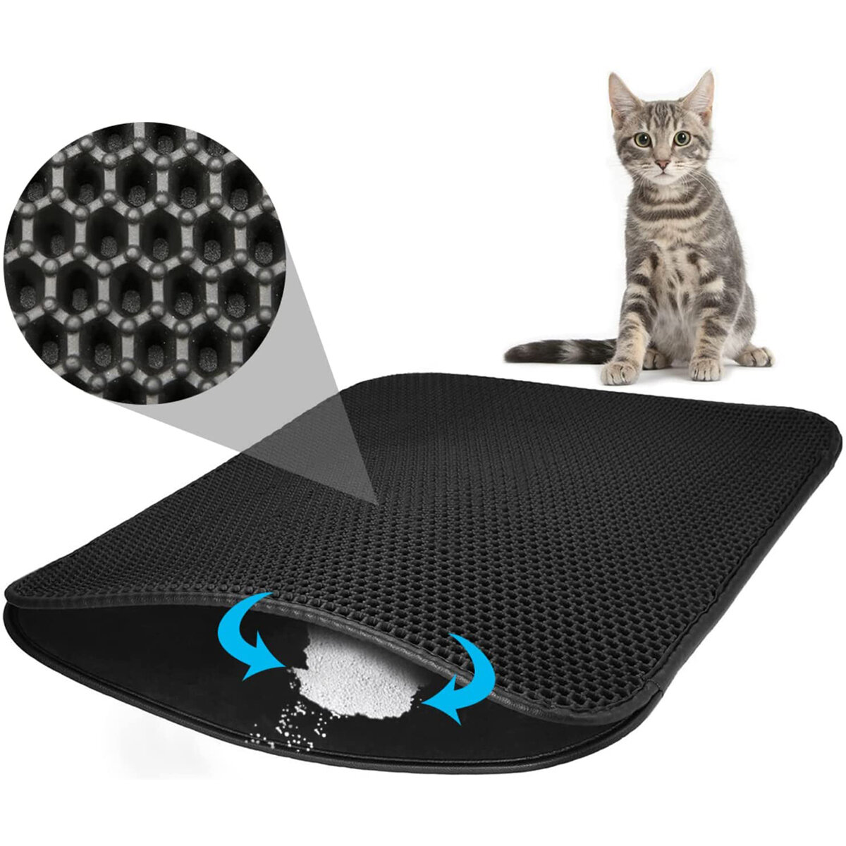 BKVESHI Cat Litter Mat, 60*45cm Kitty Litter Mat Honeycomb Design Cat Litter Carpet Waterproof Double Layer Design Honey