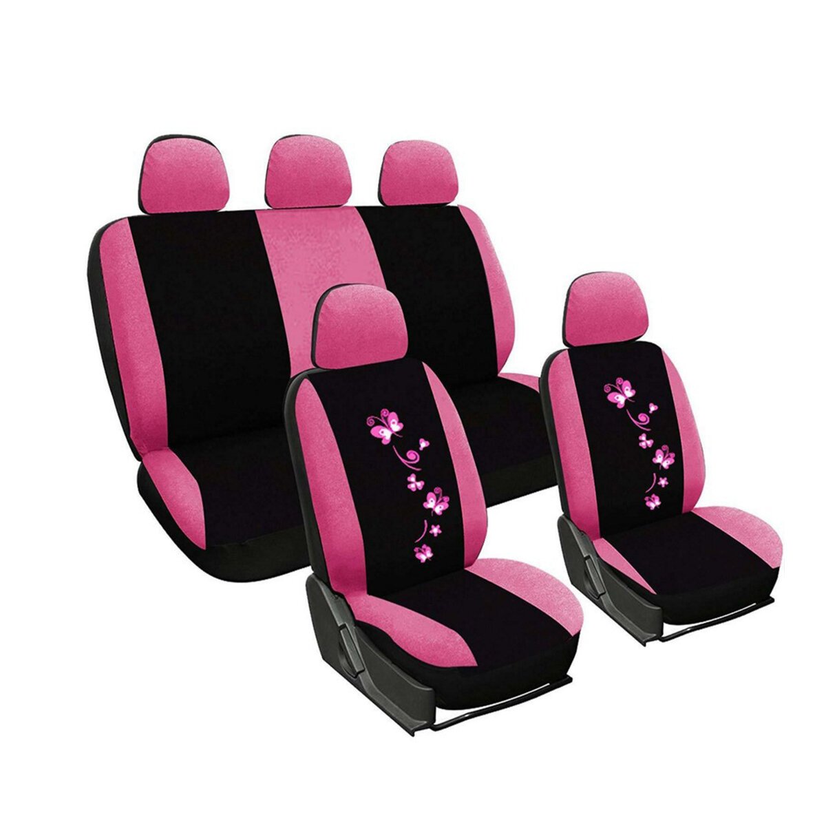 Universal Car Seat Covers Front and Rear Protectors Full Set Butterfly Printed