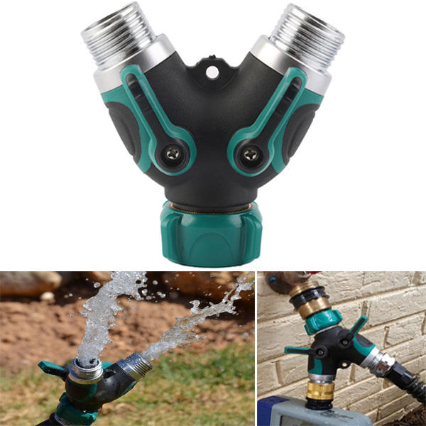 3/4 Inch Garden Hose 2 Way Splitter Valve Water Pipe Faucet Connector US Standard Thread