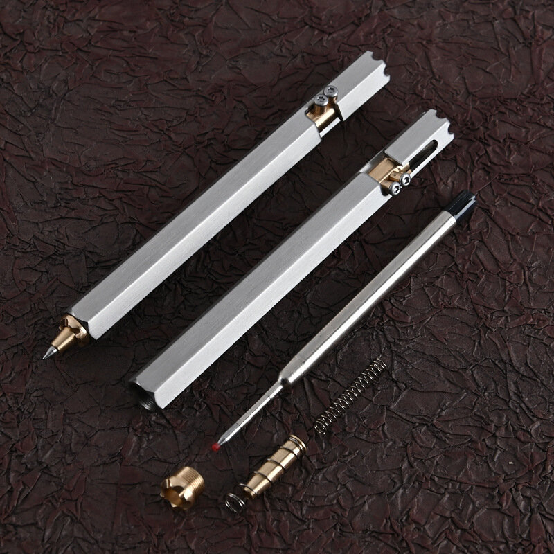 Zeszijdige roestvrijstalen tactische pen Messing Business Signature Tool Pen voor zelfbescherming Be