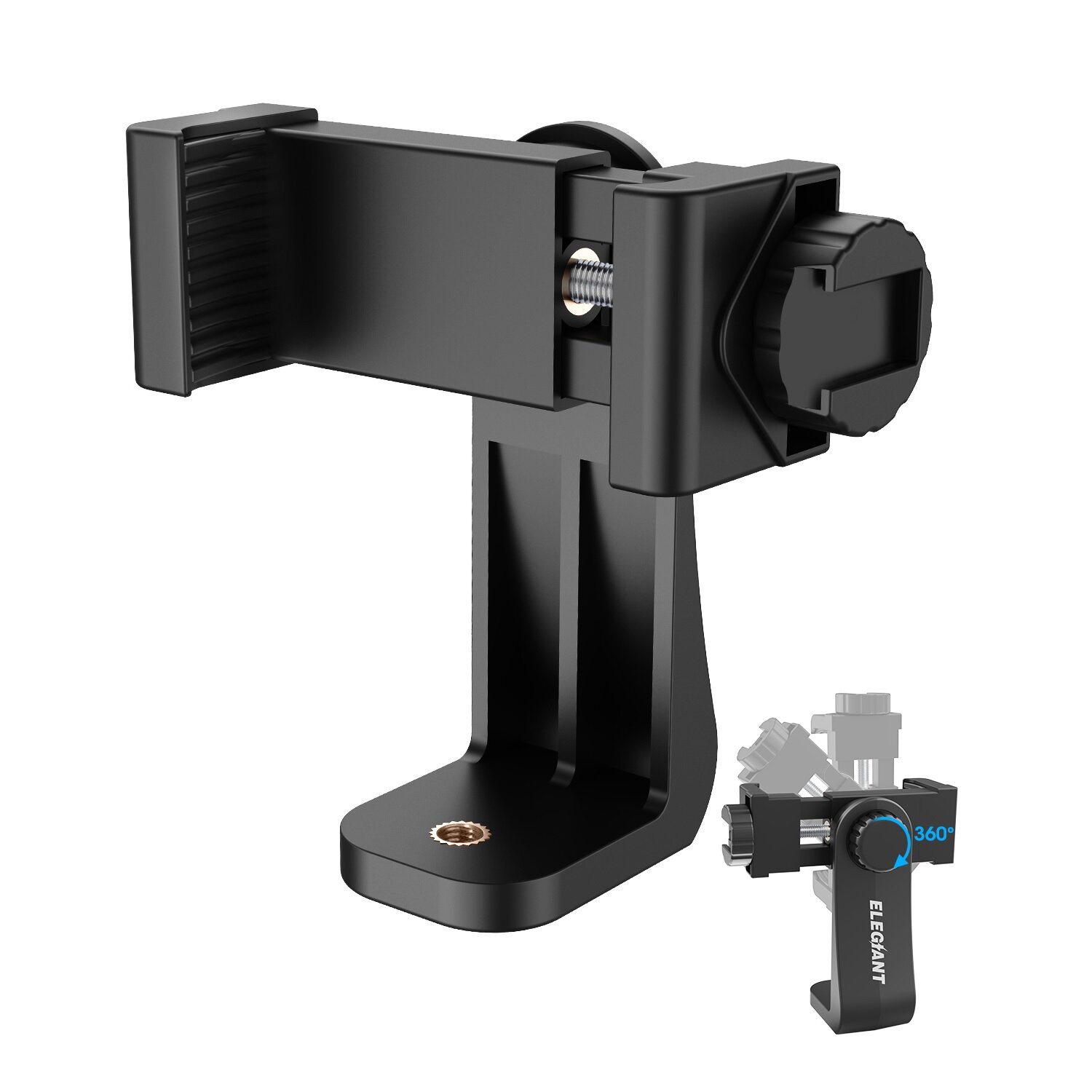 ELEGIANT EGP-A02 360° Rotation with Universal 1/4 inch Screw Online Learning Live Streaming Mobile Phone Clip Holder for