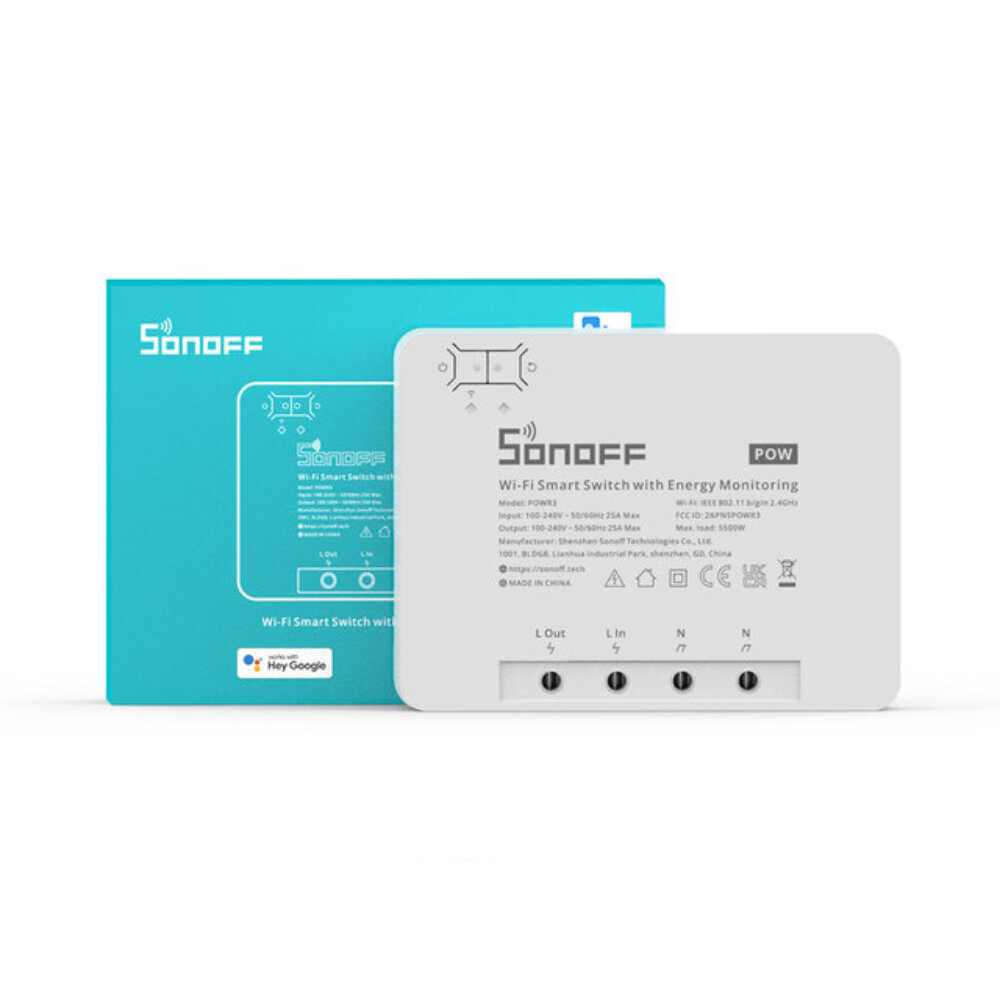 SONOFF POW R3 25A Power Metering WiFi Smart Switch Overload Protection Energy Saving Track on eWeLin