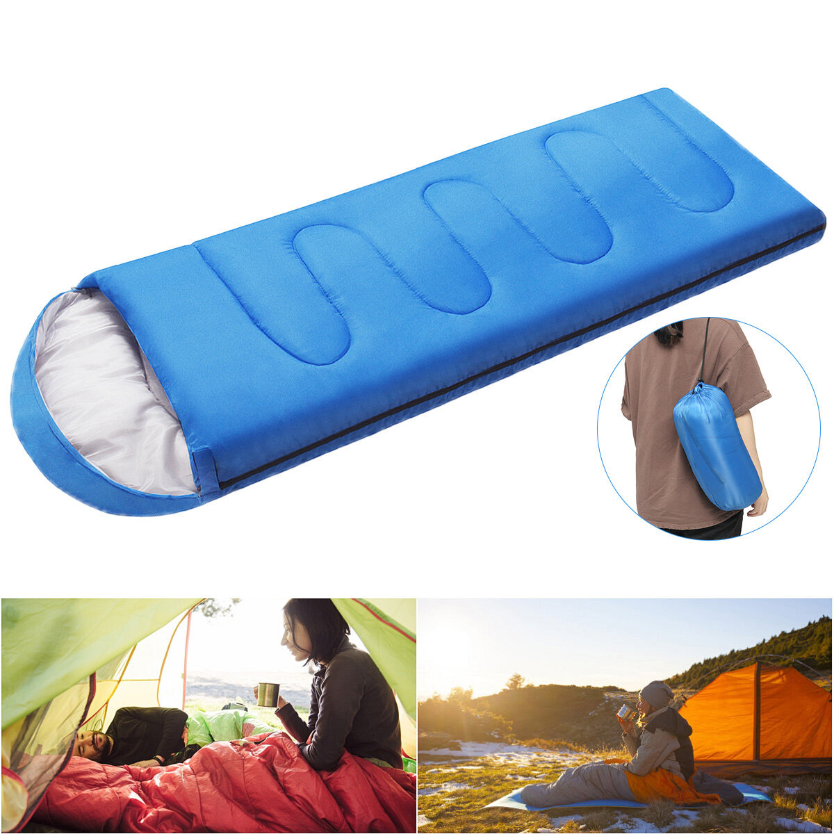 Einzelner Schlafsack für draußen von 210x75CM, wasserdicht, für Herbst/Winter, mit Reißverschluss zum Wandern und Camping