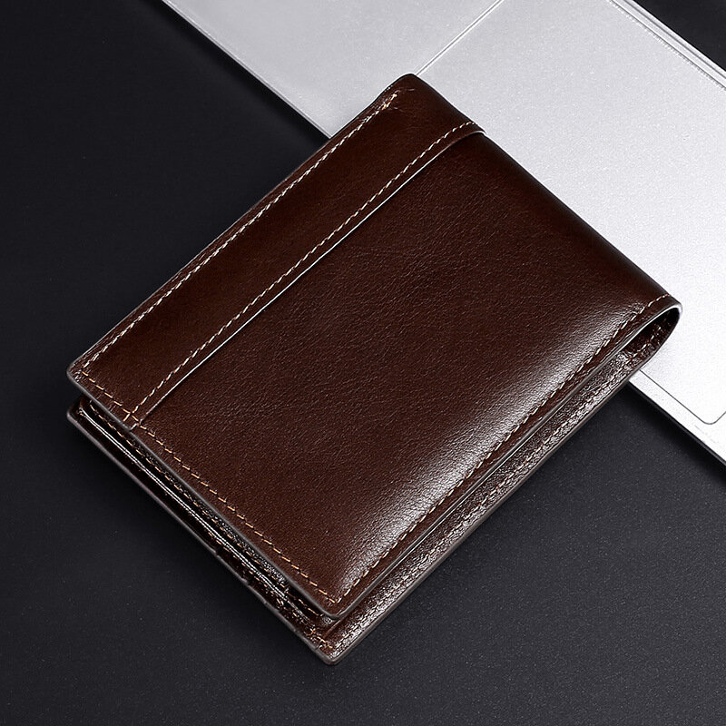 

Men Genuine Leather RFID Anti-theft Brush Multi-Card Slot Card Holder Coin Purse Money Clip Cowhide Wallet