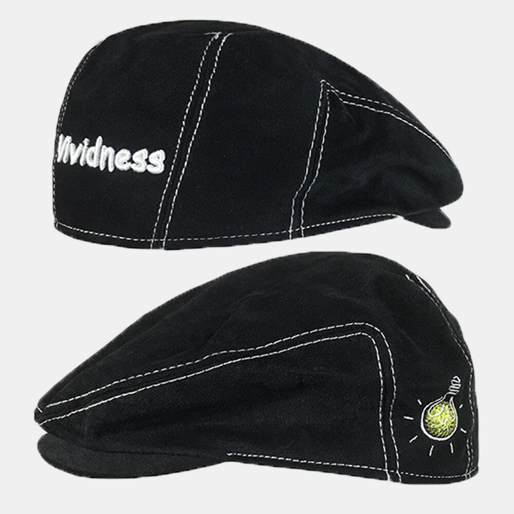 

Unisex Cotton Letter Embroidery Reverse Wear Sunshade Hat Forward Cap Beret Cap Flat Hat