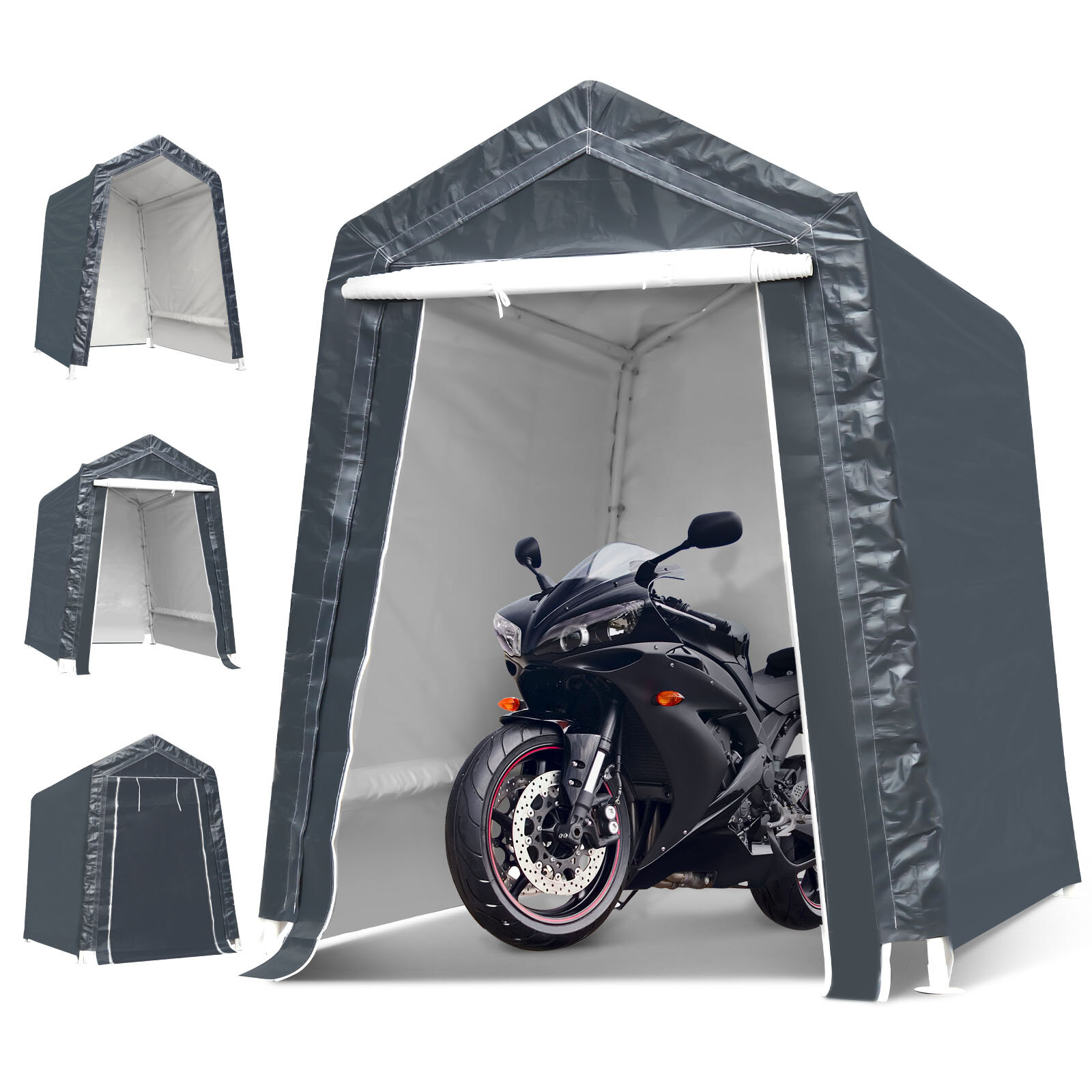 6x8x7 Ft motorkerékpár autóbeálló hordozható UV vízálló burkolat tárolóhelyek kemping sátor baldachin menedékhely kerti terasz