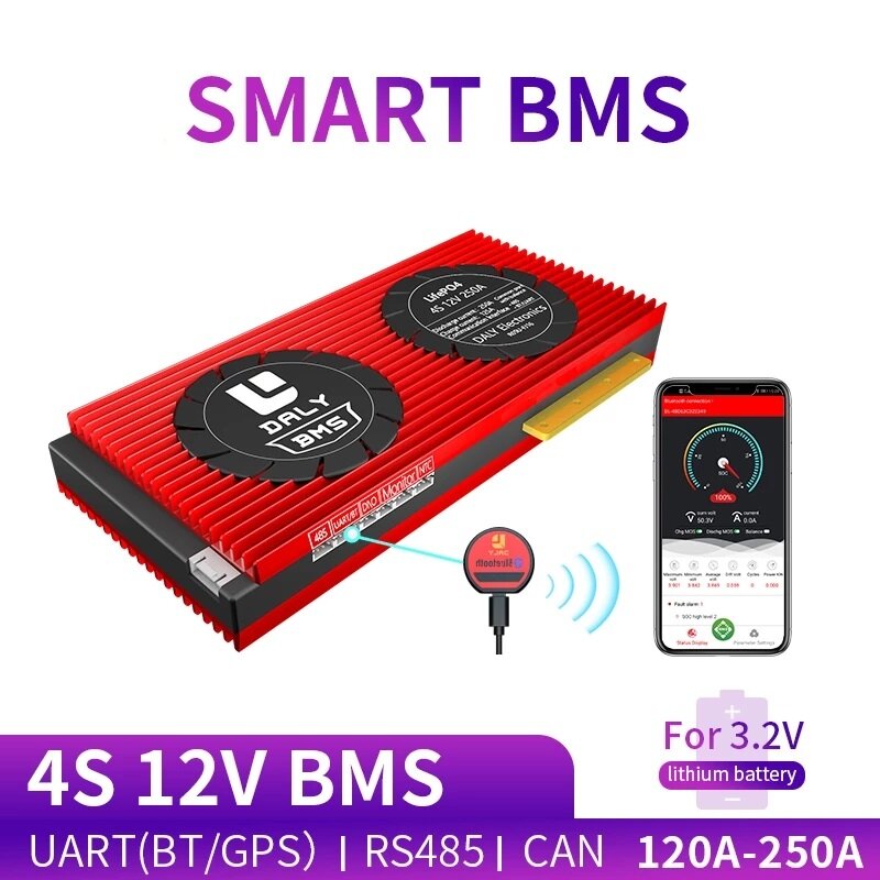 

DALY BMS 4S 12V 150A 200A 250A 18650 Smart LiFePO4 BMS bluetooth 485 to USB Device CAN NTC UART Togther Lion LiFePO4 LTO
