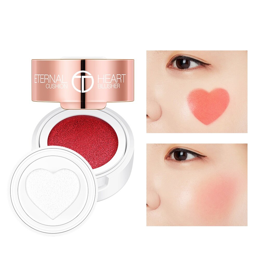 

O.TWO.O Air Cushion Blusher Folding Heart Shape Shimmer Blush Rouge 4 Colors Natural Face Contour Make Up