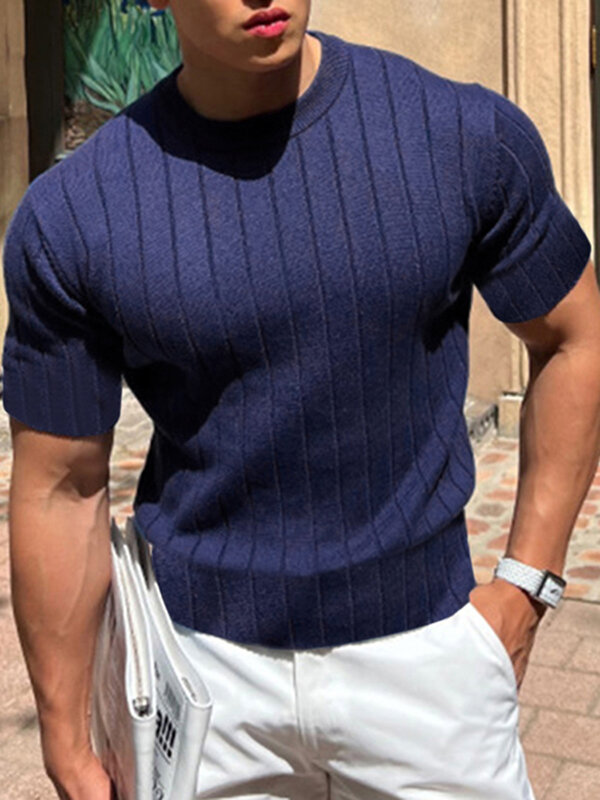 

Мужская однотонная трикотажная футболка с коротким рукавом