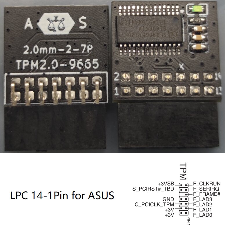 TPM2.0 Encryptie Beveiligingsmodule LPC 12/1418/20 Pin ASUS MSI ASROCK Gigabyte Moederbordkaart