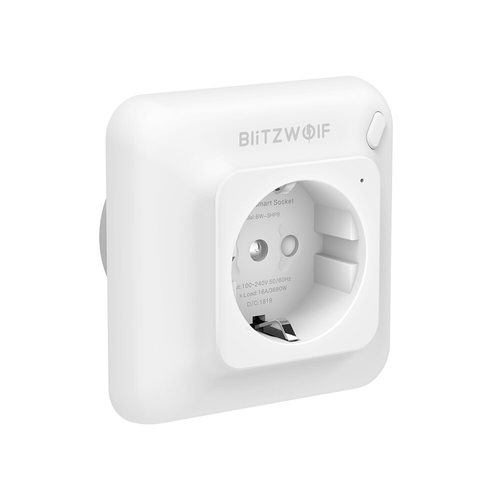BlitzWolf® BW-SHP8 3680W 16A Smart WIFI Wall Outlet EU Plug Socket Timer Remote Control Power Monitor Work with Alexa Google Assistant IFTTT