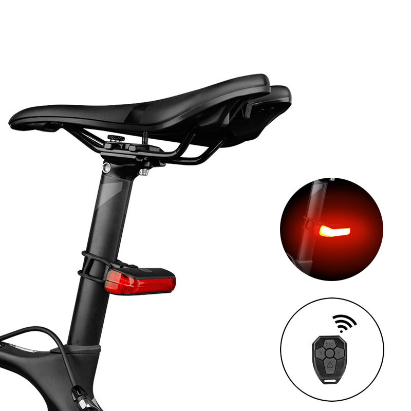 

4-Modes Wireless Remote Bicycle Light USB Rechargeable LED Taillight Warning Rear Light Smart Turn Signal Lamp
