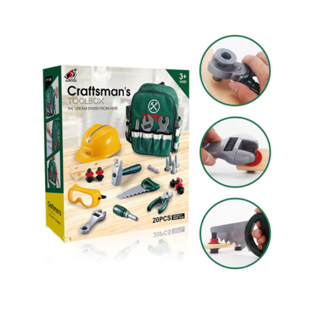 Speelhuis DIY Simulatie Tool Reparatieset Kinderspeelgoed Rugzak Hoed Combinatie G235 Binnenspeelgoe
