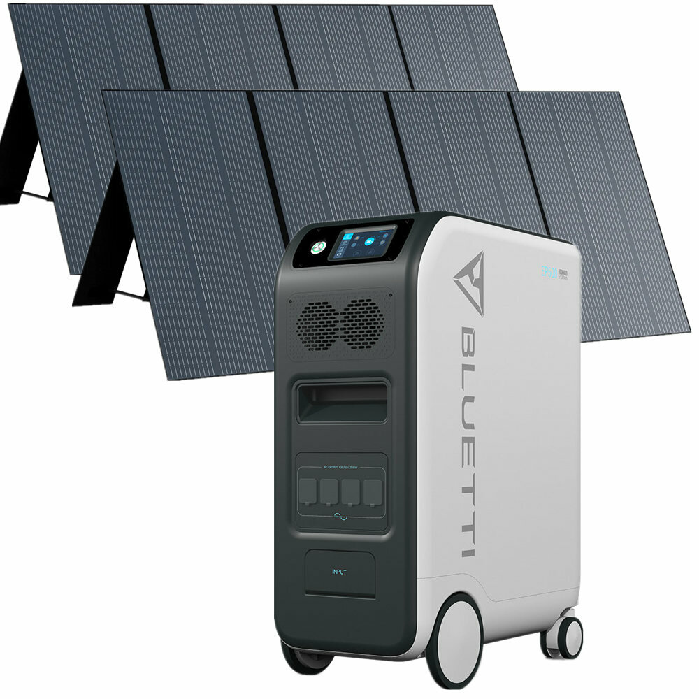 [EU Direct] BLUETTI 2000W Solar Estação de energia App Controle Remoto 5100Wh Fonte de Alimentação de Emergência com 2pcs 350W Painel Solar para Casa Familiar