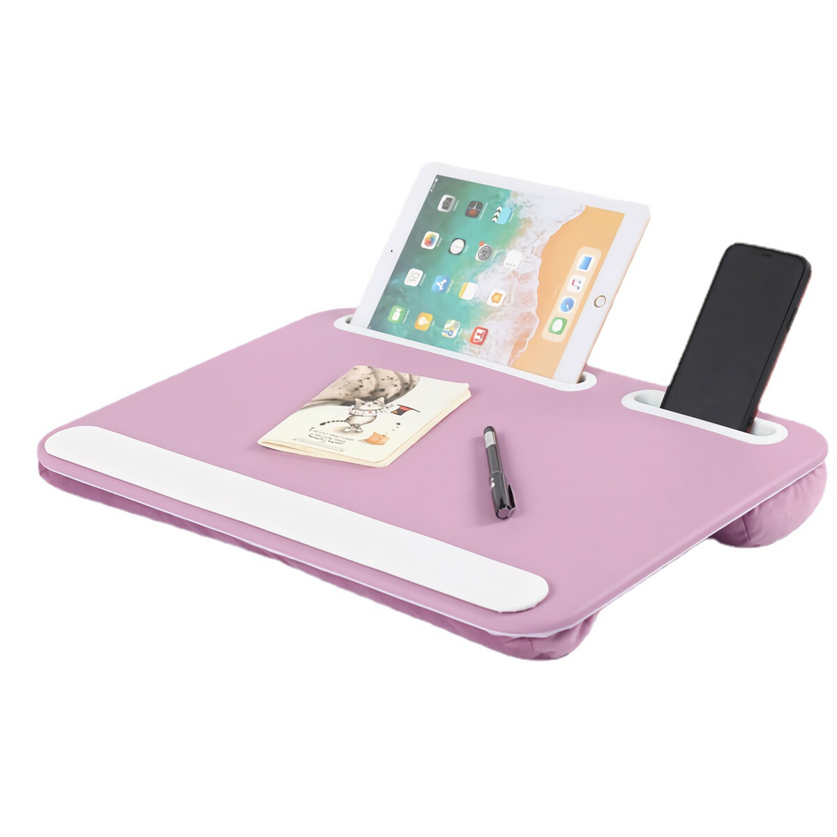 2-in-1 Double Slot Lap Desk Study Pillow Table Computer Laptop Desk Portable Laptop Stand with Phone