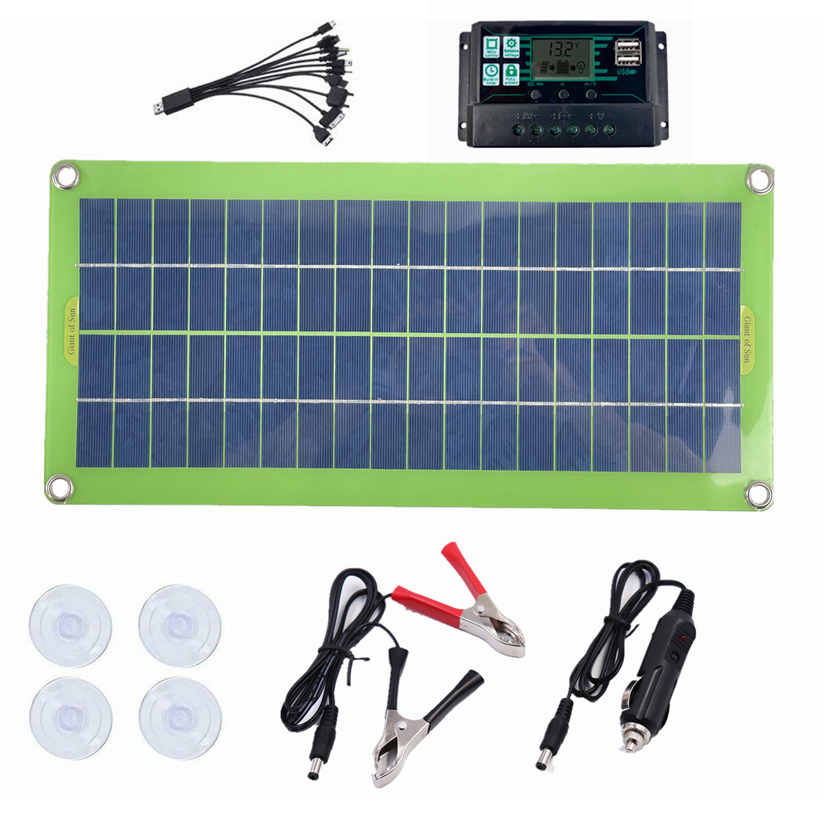 DC 200W 18V Solar Kit de panel Doble puerto USB Controlador Banco de energía Portátil Batería Cargador para al aire libre cámping Viajes