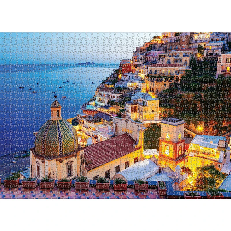 1000PCS DIY Window Sill Cat Amalfi Paper Jigsaw Puzzle Decompression Educational Indoor Toys