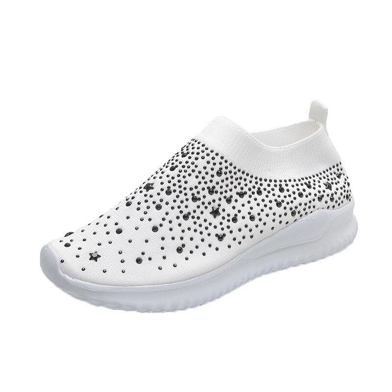 Womens Crystal Mesh Sneakers Glitter Casual Slip On Loafers Outdoor Leisure Running Sport Shoes