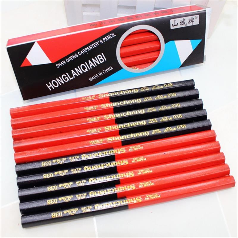 SHANCHENG 038 10 Pcs/lot Wooden Hexagon Red&blue Double Colored Pencils HB Carpenter's Special-purpose Pencils High Qual, Banggood  - buy with discount