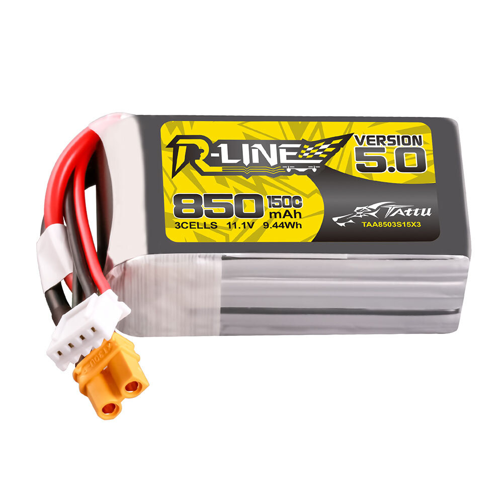 Batteria LiPo TATTU R-LINE V5.0 11.1V 14.8V 22.2V 850mAh 150C 3S 4S 6S con connettore XT30 per Drone RC