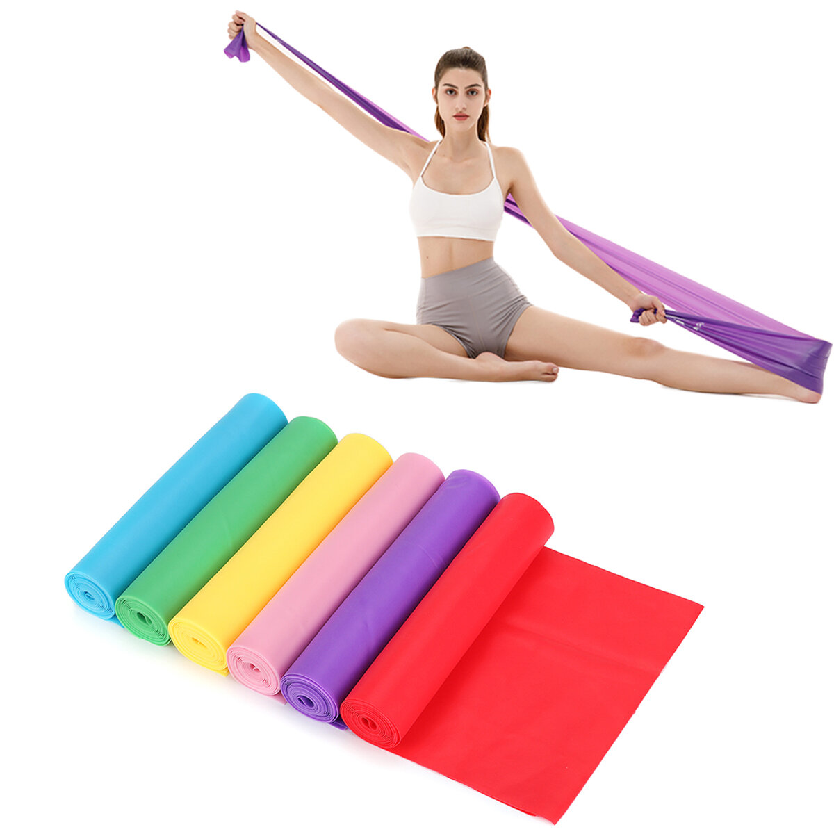 

2M Elastic Yoga Resistance Bands Fitness Exercise Physio Pilates Thera Band Straps 2000X150X0-35mm