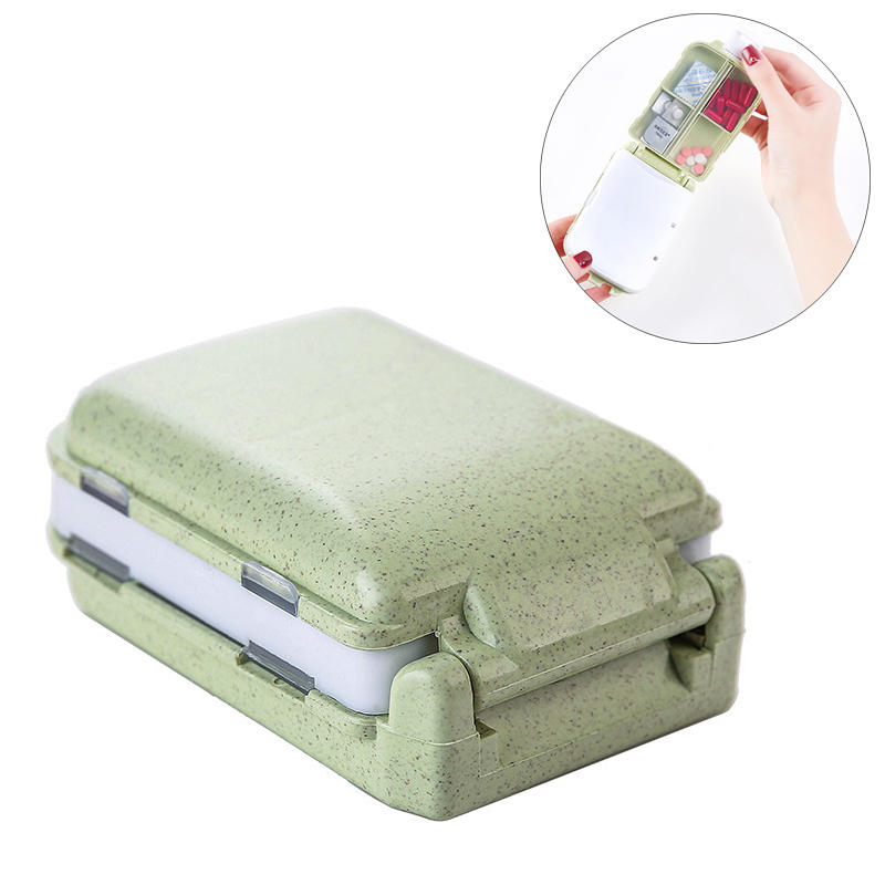 IPRee® Sealed Pill case Wheat Straw Degradable Portable Mini Partition Environmentally Friendly Travel Pill Box