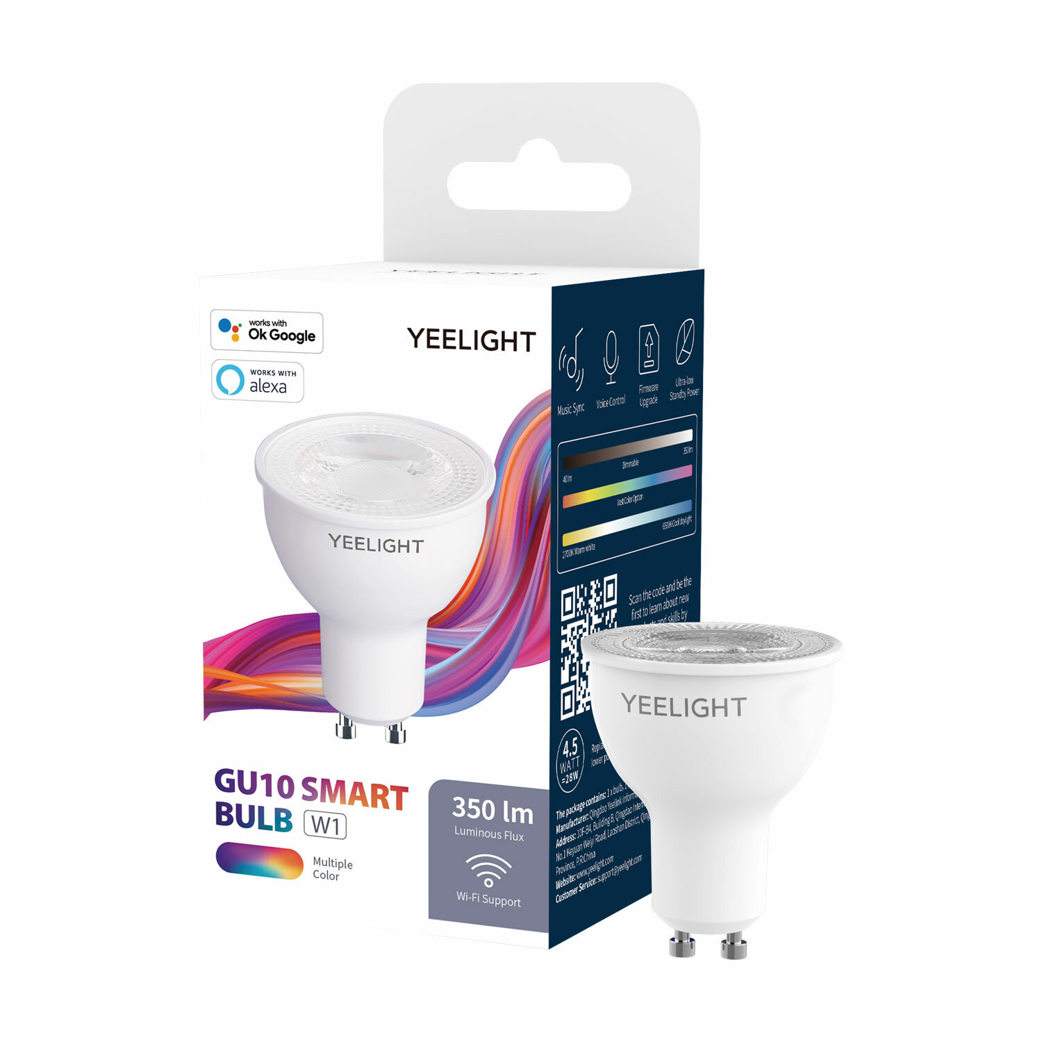 

Yeelight YLDP004-A GU10 Colorful Smart LED Bulb W1 Game Music Sync APP Voice Control Work Yeelight APP Google Assistant