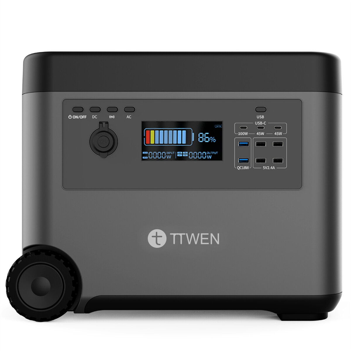 [EU Direct] TTWEN D5 2000W Přenosná napájecí stanice, 2160 Wh LiFePO4 akumulátor, čistá sinusová vlna, výstupní zásuvky AC, 15 W bezdrátové rychlé nabíjení solární generátor, RV