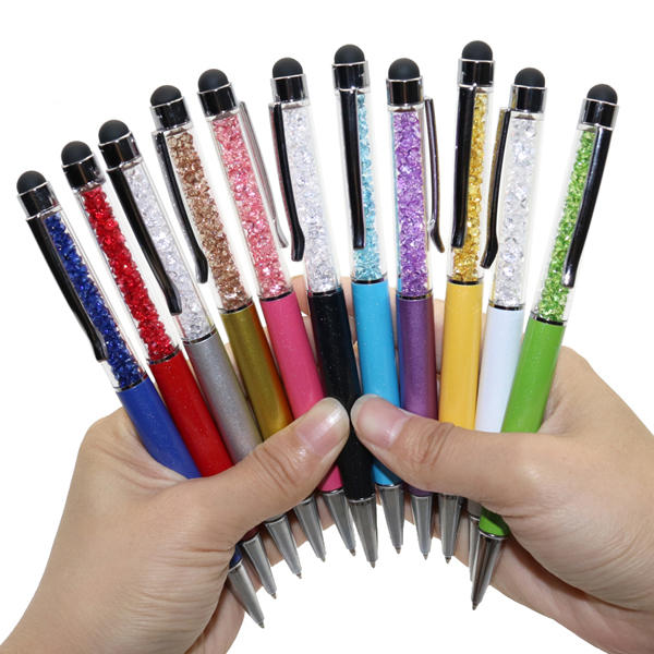 

0.7mm Metal Pen Crystal Holder 0.7mm Nib Ballpoint Pen Diamond Capacitor Pen Random Color Writing Signing Pen School Off