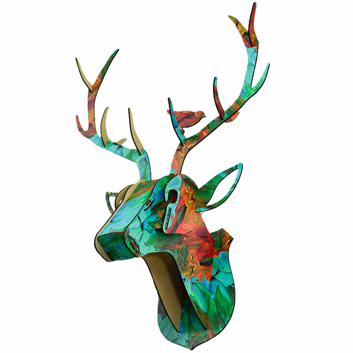 3D Houten DIY Animal Deer Head Puzzle Art Model Home Office Wall Hanging Decoration