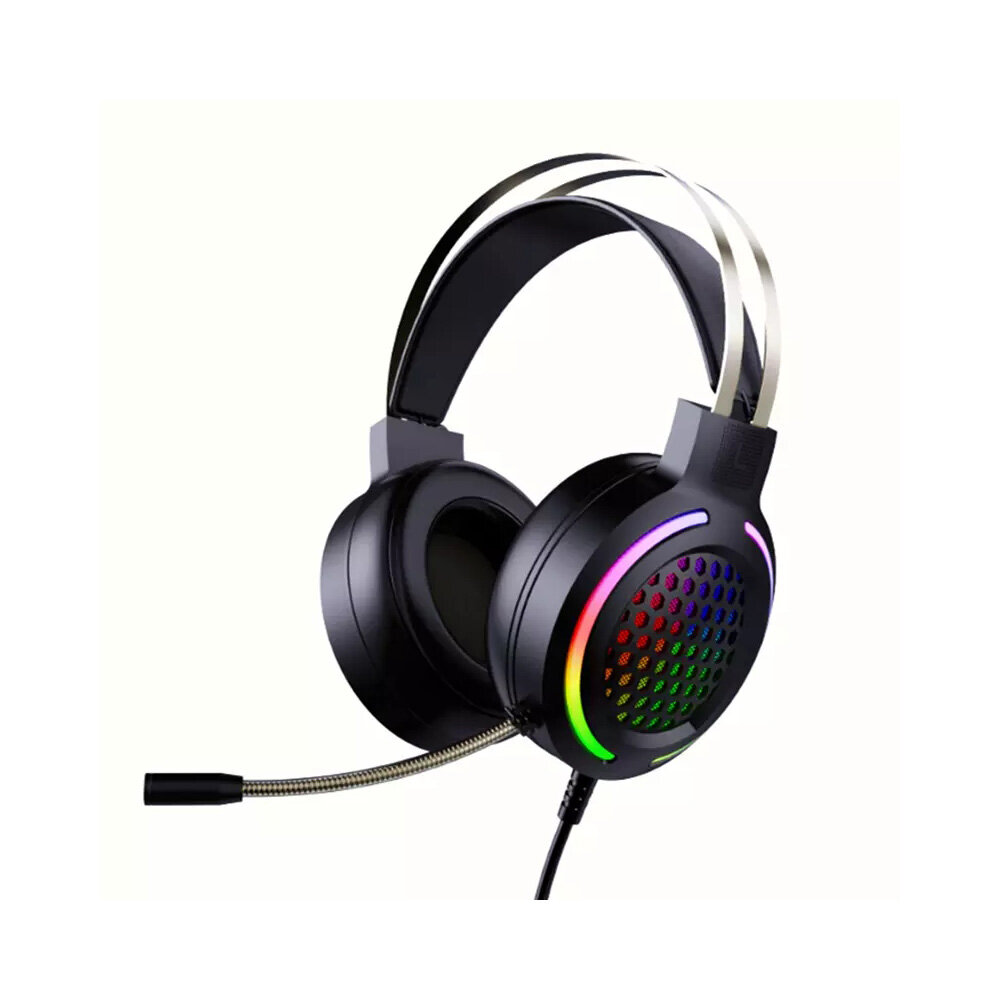 

WH H500 Игровая гарнитура Виртуальный объемный звук 7.1, блок 50 мм, динамический дыхательный свет, RGB, Наушники, всена