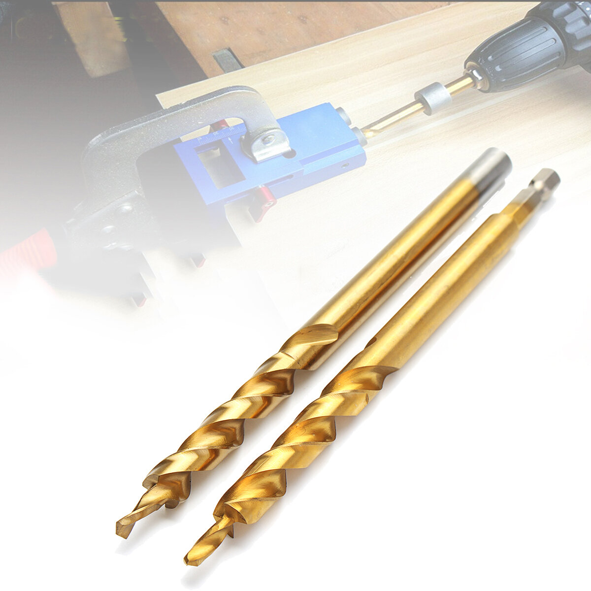 

Drillpro 9.5mm Twist Step Drill Bit 3/8" Round/Hex Shank Drill for Woodworking Pocket Hole Jig