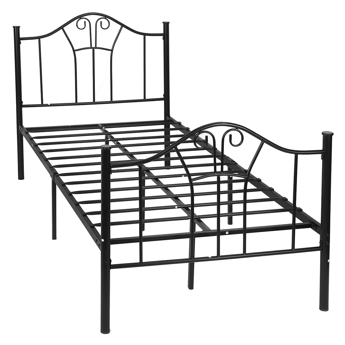 

Lusimo Twin Curved Metal Bed Frame Mattress Unique Design Platform Foundation Headboard Footboard No Box Spring Needed