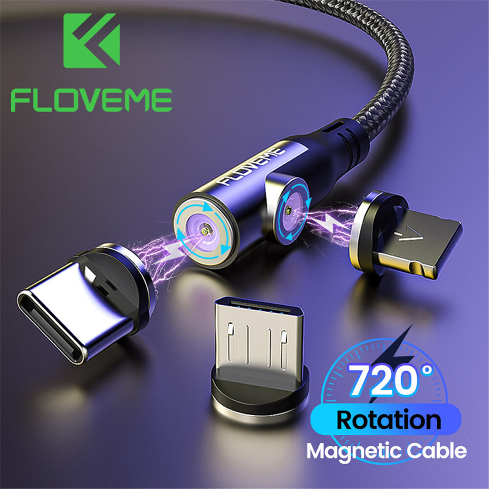 

FLOVEME 3-in-1 Magnetic Data Cable Type-C Micro USB Cord LED Indicator Fast Charging For Mi10 POCO X3 Note 9S Huawei P30